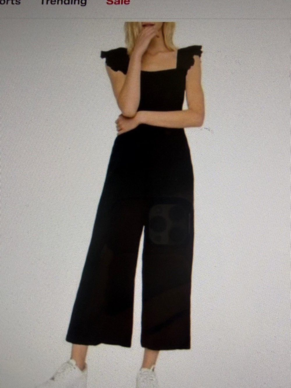 NWT Jumpsuit Wide Leg Smock Top Ruffle Straps Elegant Wedding Guest Black 2X